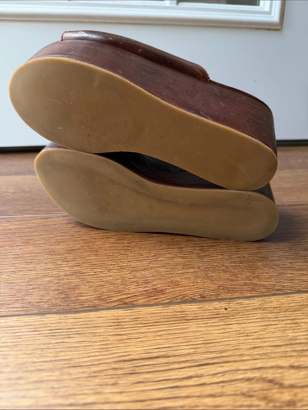 FREEBIRD Womens Brown Leather Platform Slide Wedges SIZE 5